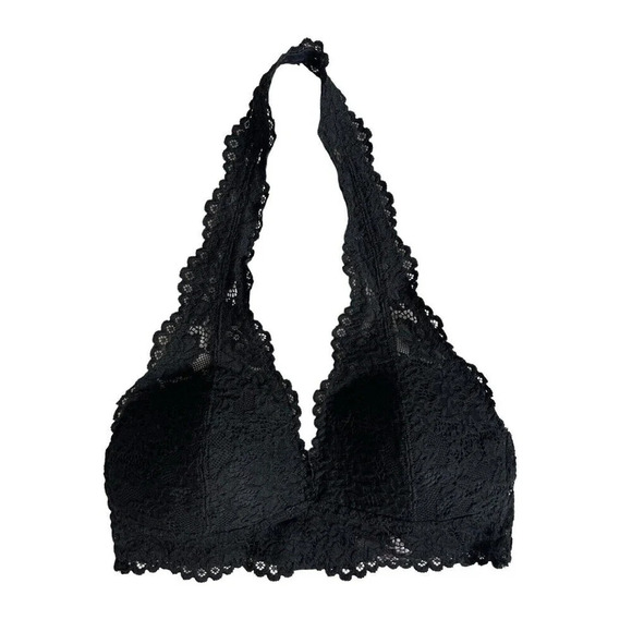 Xhilaration Womens Halter Bralette Size Small Lightly Lined Black Lace Bra - Picture 1 of 4